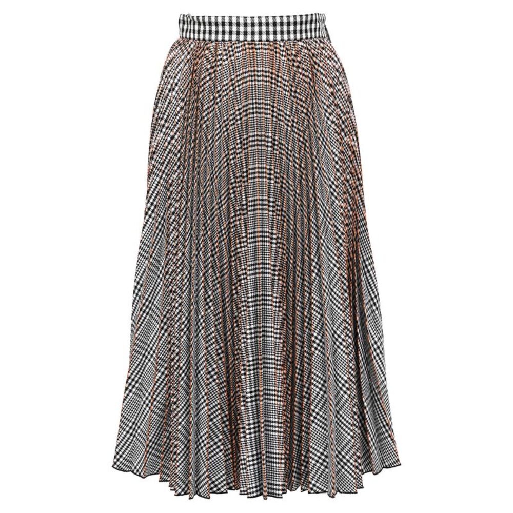MSGM Plaid Print Midi Skirt in Multicolor Polyester